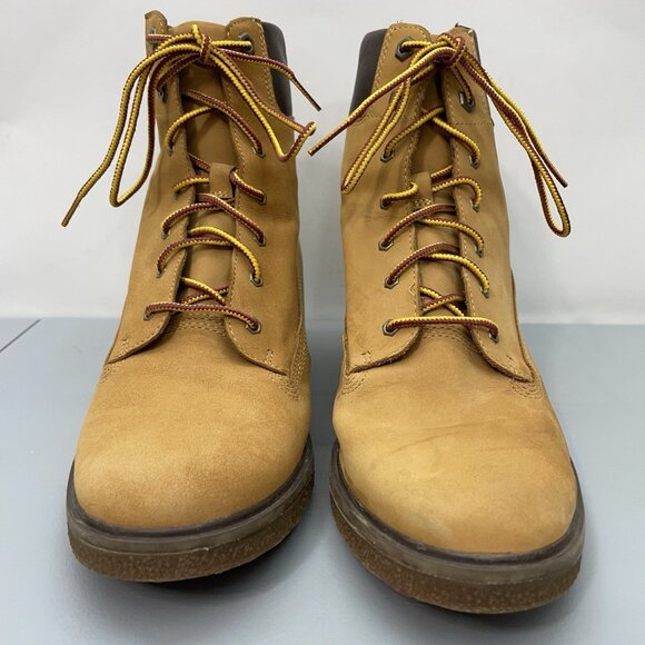 Timberland Brinda Ankle Boots Heeled Booties Nubuck Leather Wheat Tan Womens 9.5 - Picture 6 of 14